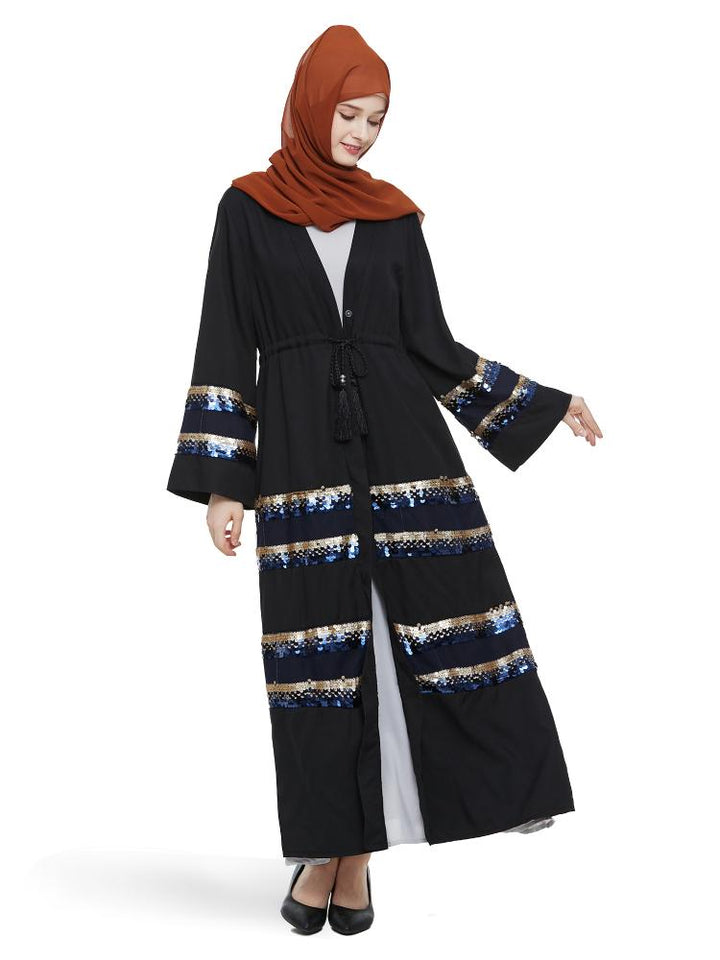 Sequined Patchwork Cardigan Gown