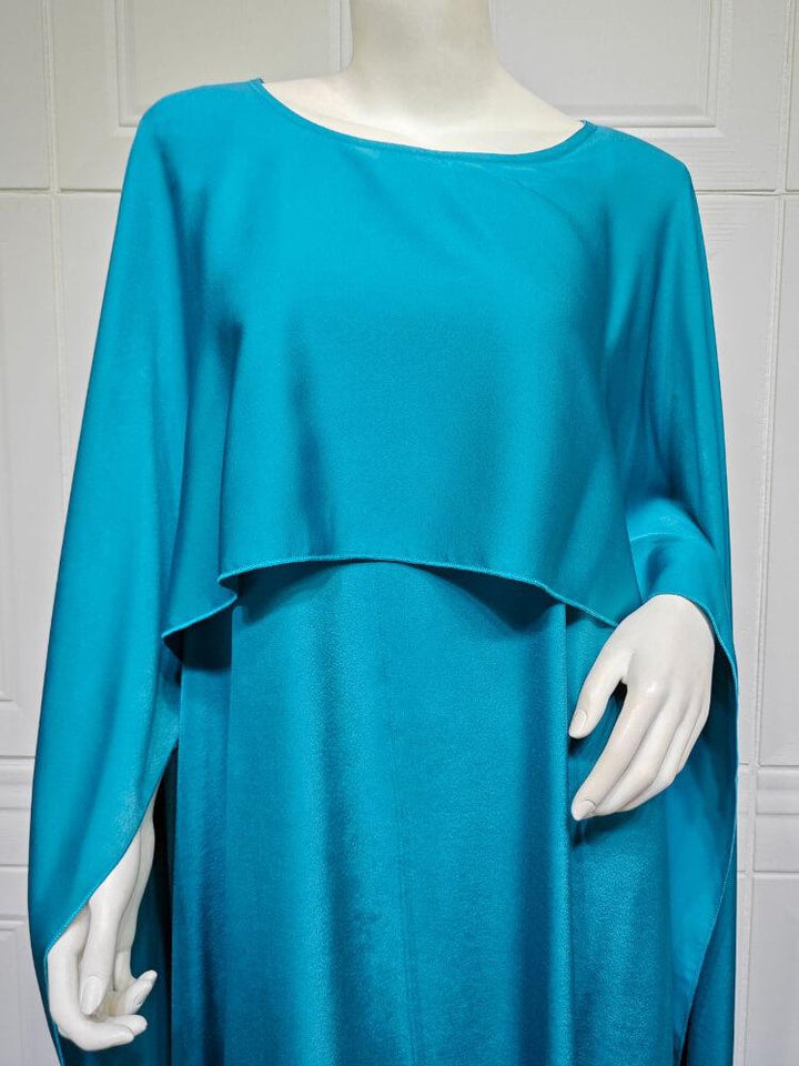 Shawl Sleeve Satin Outer Abaya Dress