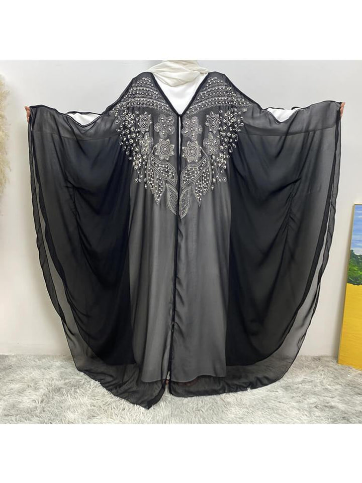 Women's Casual Rhinestones Batwing Sleeve Abaya