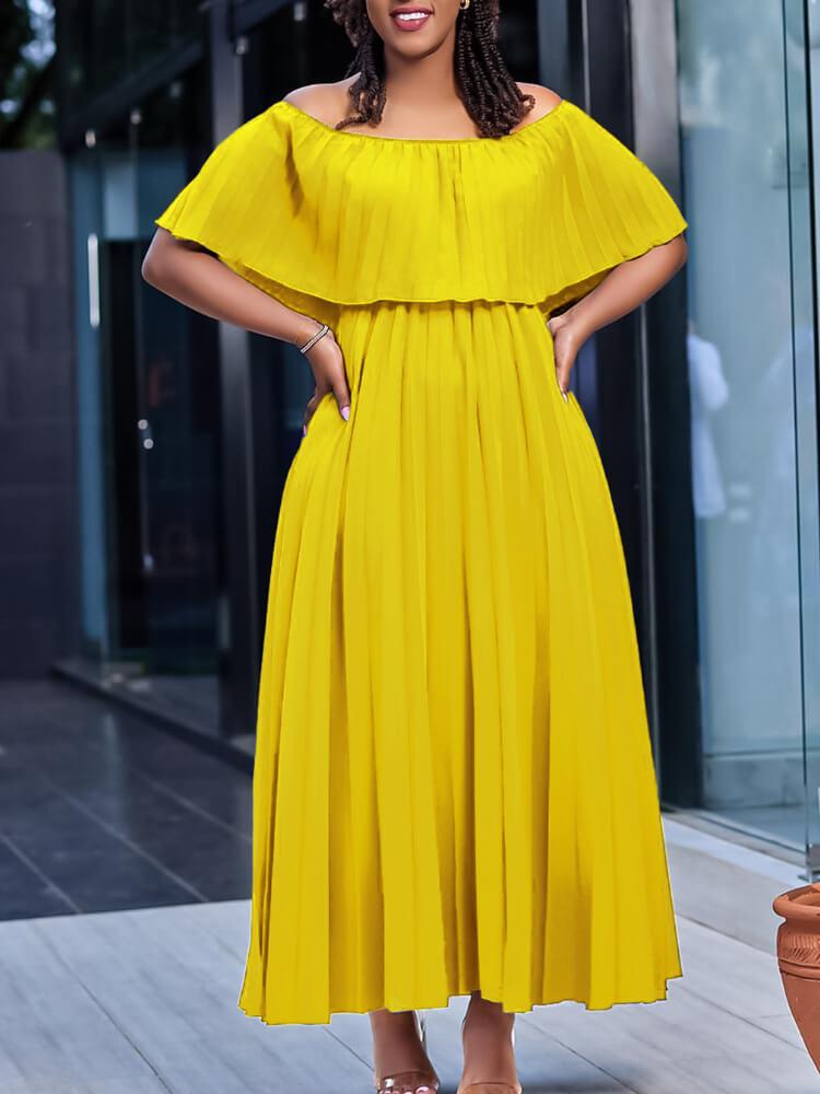 Women's Solid Color Off-Shoulder Evening Dress
