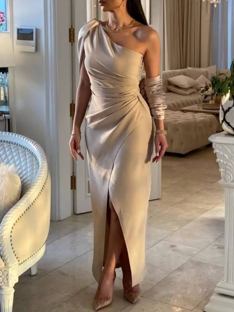 Elegant One-Side Shoulder Off Evening Dress