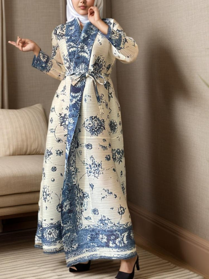 Printed Long Sleeve Gown Abaya
