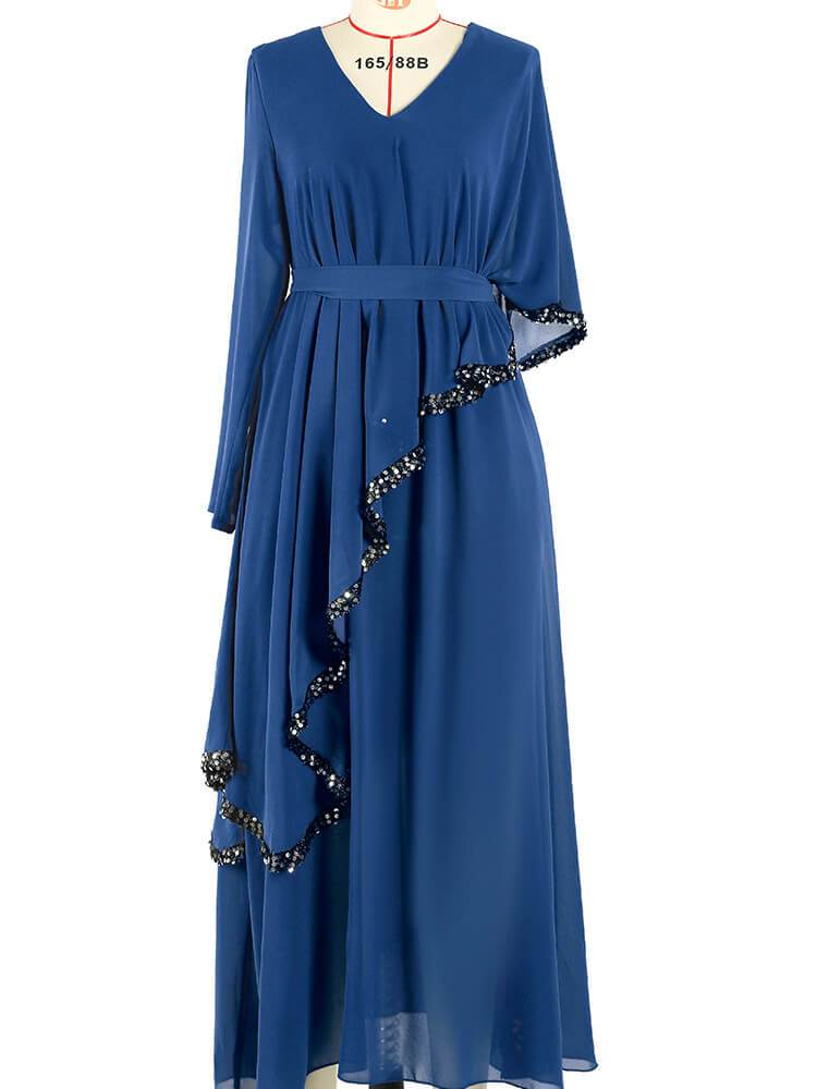 Women's Double-Layer Chiffon Irregular Evening Dress
