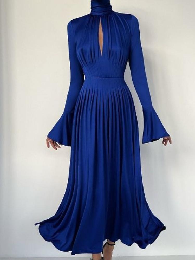 Casual Bell Sleeve Solid Color Maxi Dress