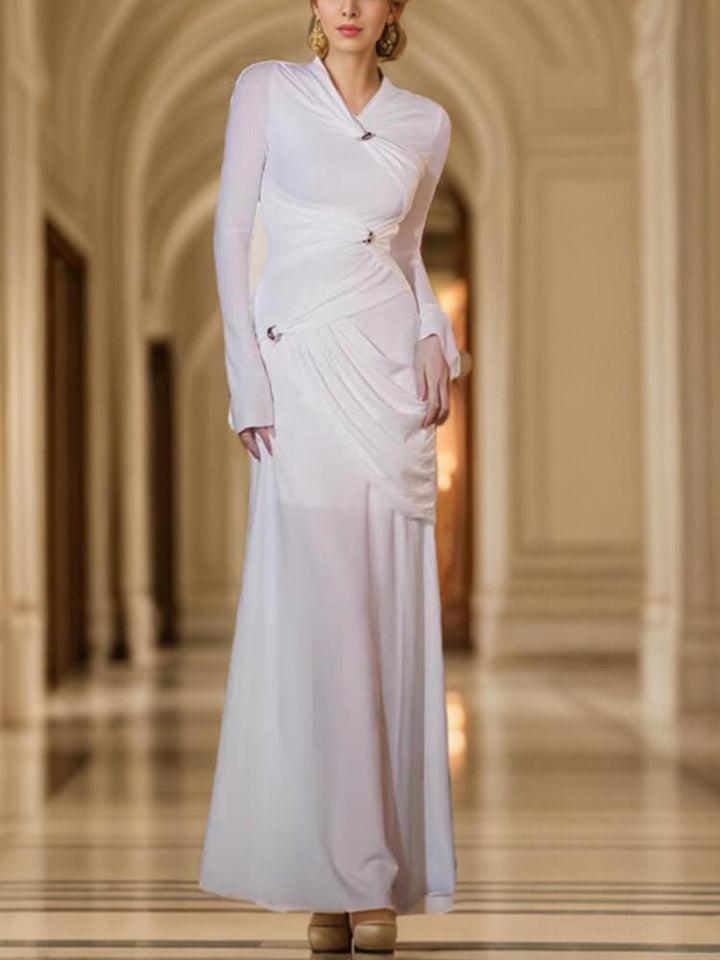 Women's Elegant Crumple Pleated Pullover Evening Dress