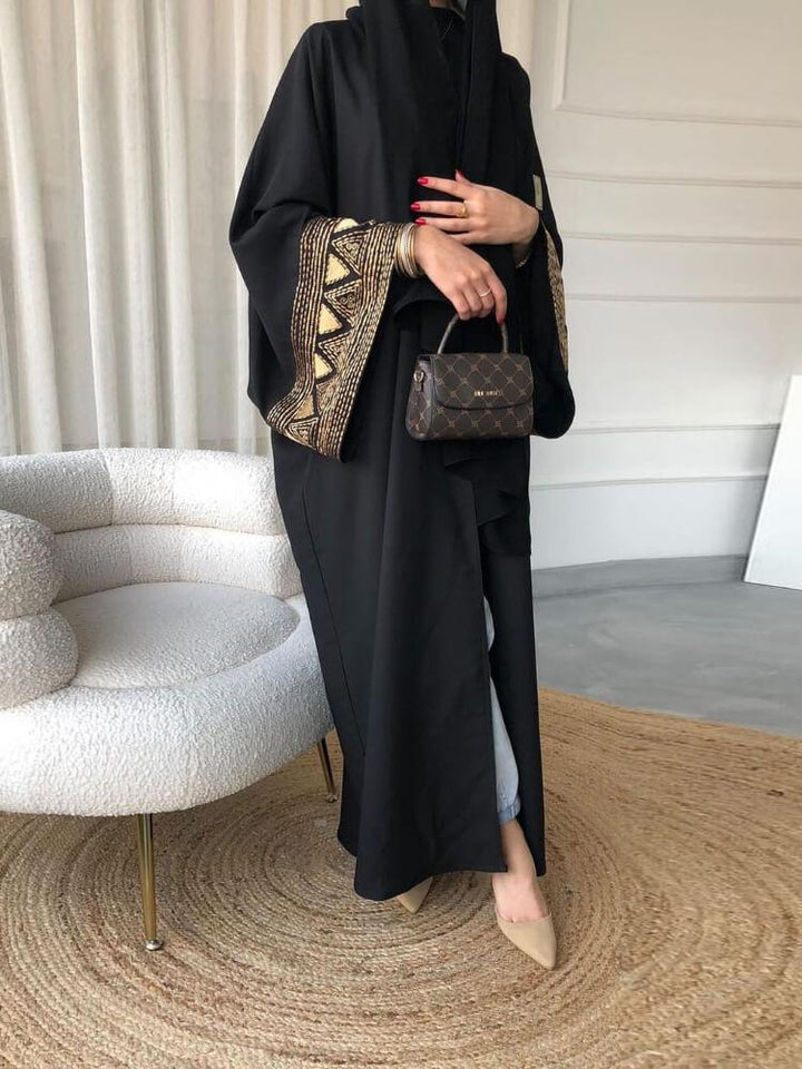 Women's Casual Solid Color Embroidered Gown Abaya