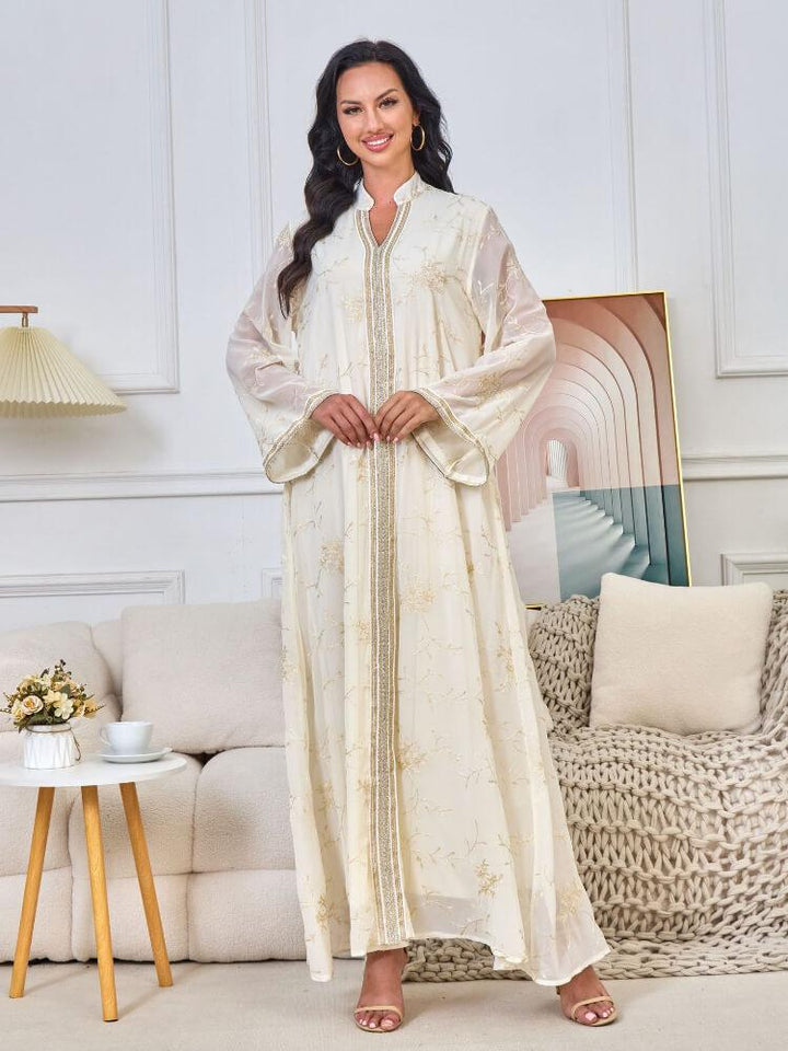 Women's Embroidered Robe Maxi Dress Jalabiya
