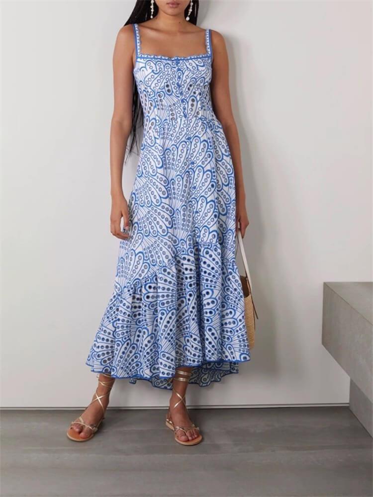 Women's Spaghetti Strap Irregular Fishtail Maxi Dress