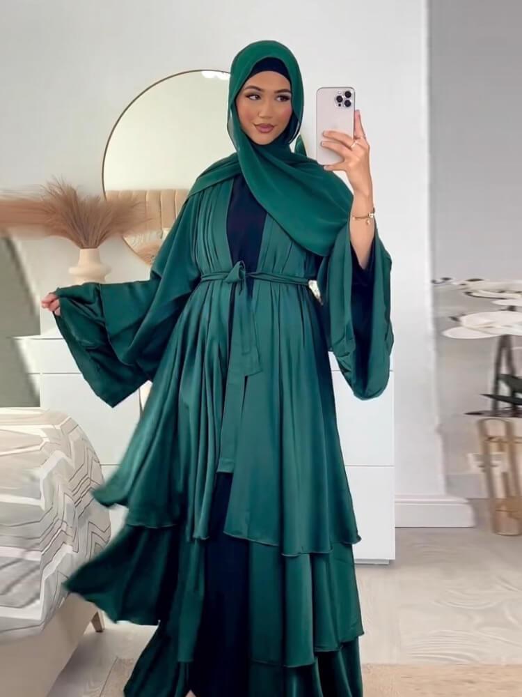 Women's Elegant Solid Color Robe Cardigan Abaya