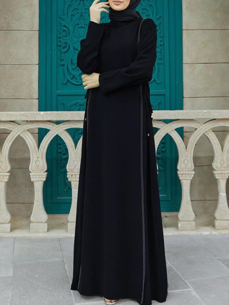 Round Neck Loose Long Sleeve Jalabiya(Without Hijab)