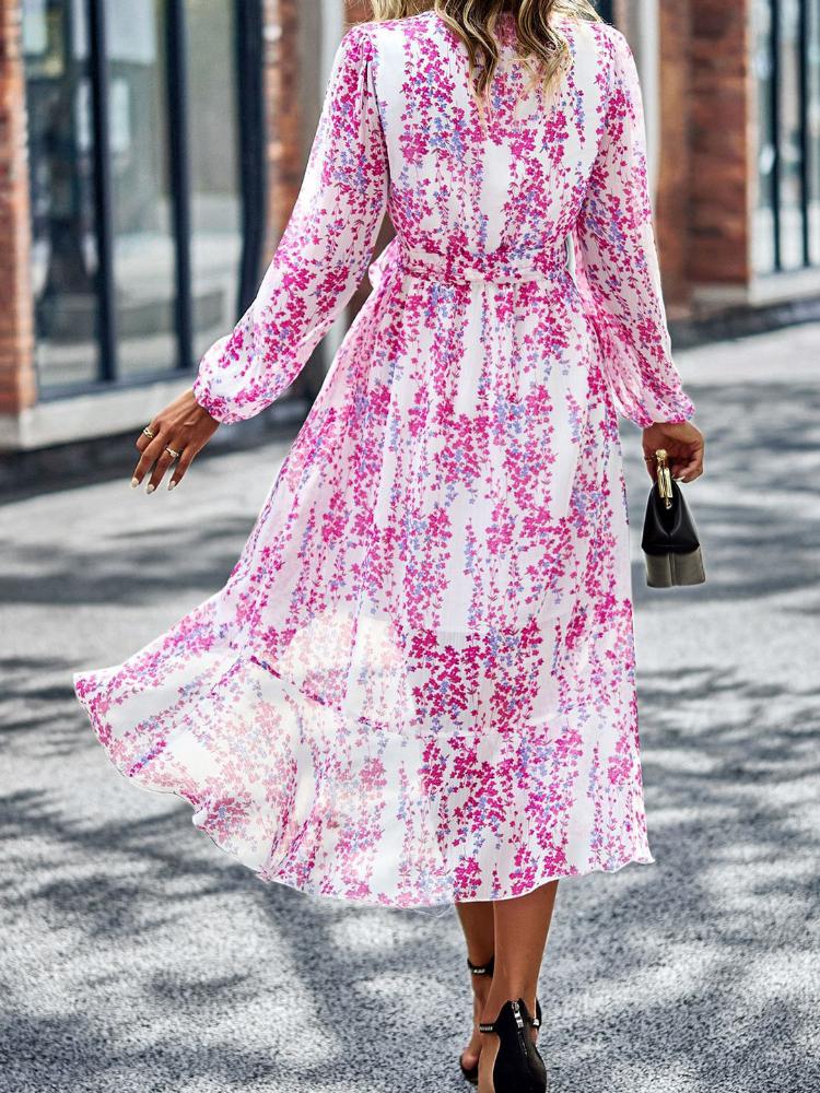 Women's Elegant Floral A-Line Midi Dress