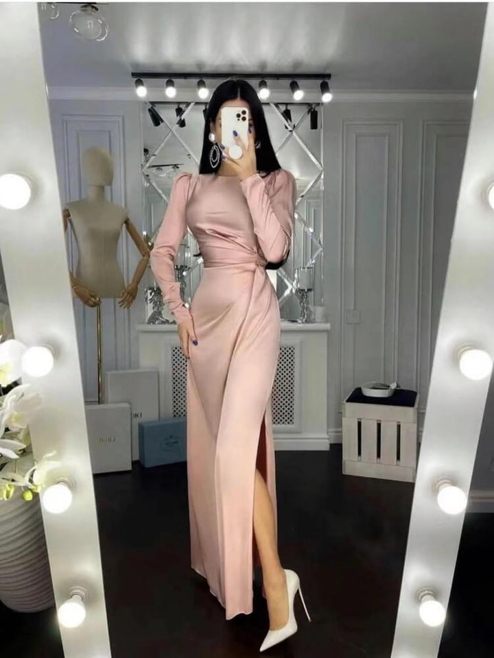 Women's Solid Color Slim Irregular Maxi Dress