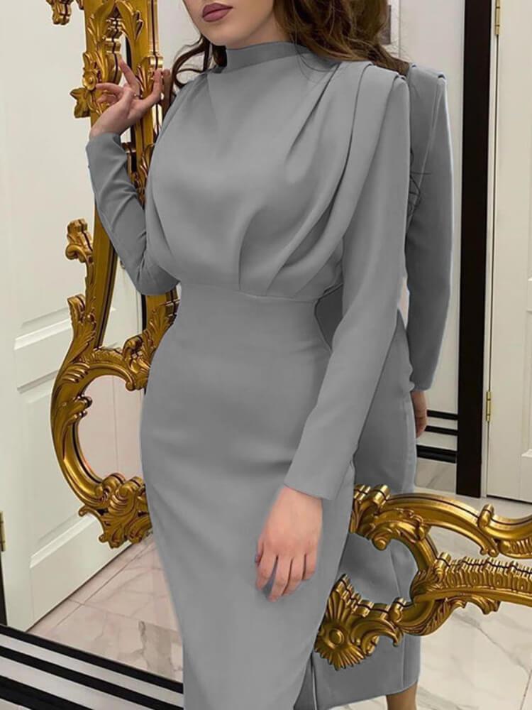 Women's Solid Color Long Sleeve Maxi Dress