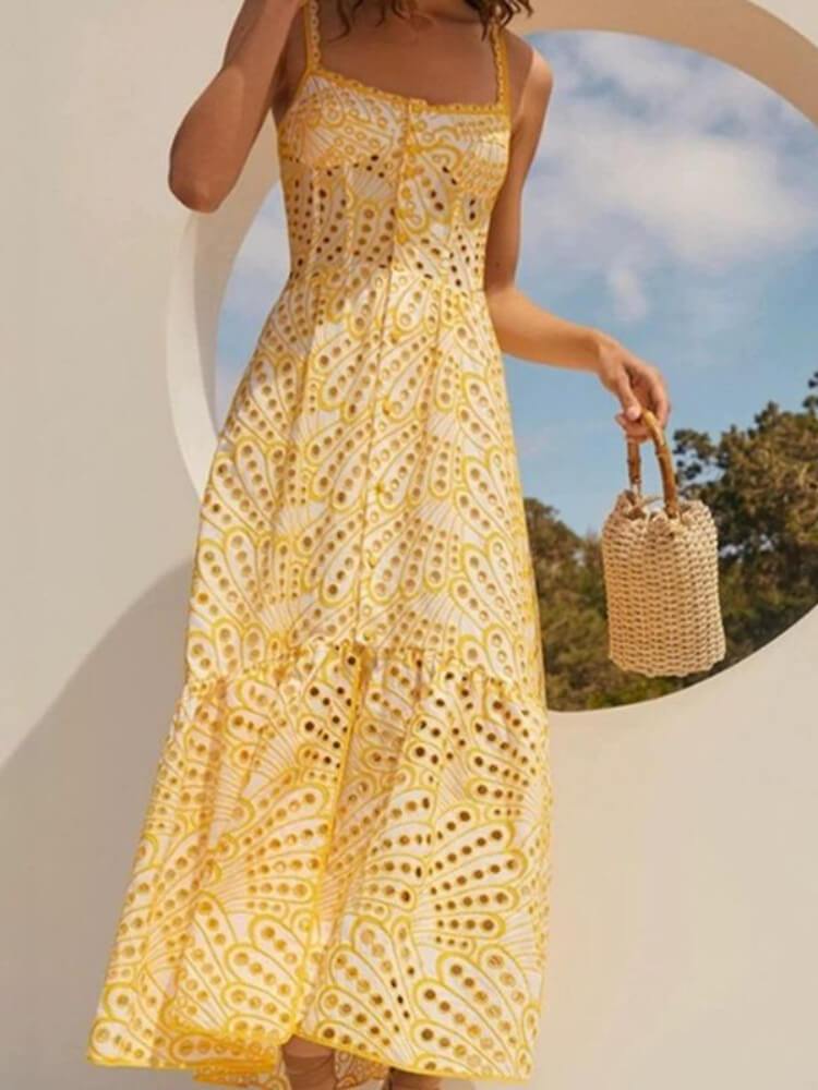Women's Spaghetti Strap Irregular Fishtail Maxi Dress