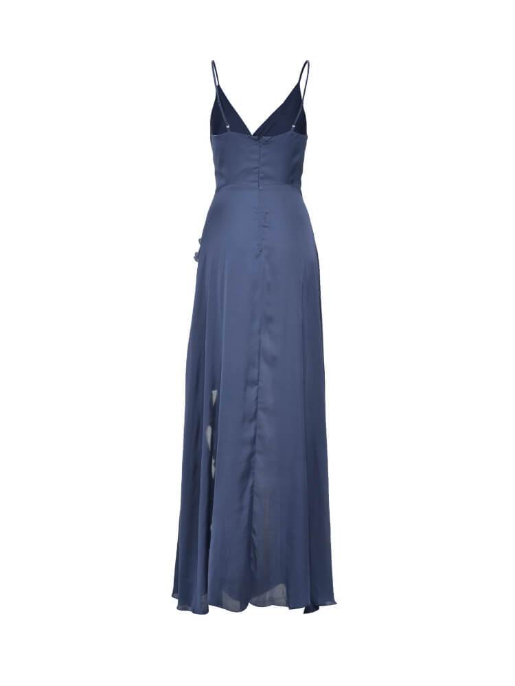 Casual Solid Color V-Neck Split Evening Dress
