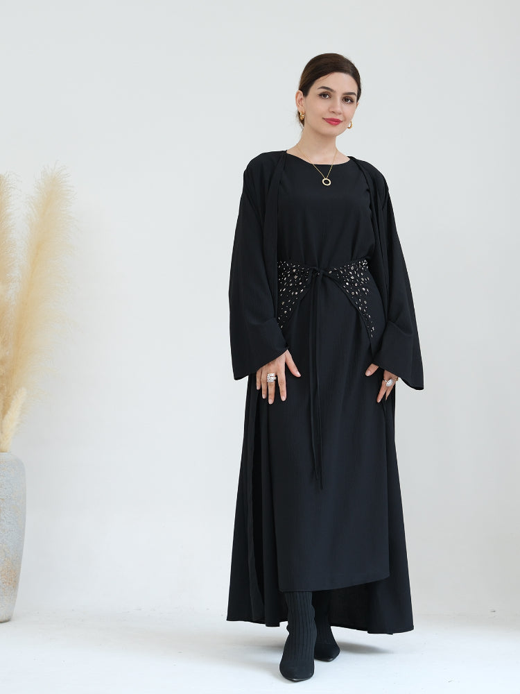 Women's Solid Color Dress Suit With Hijab