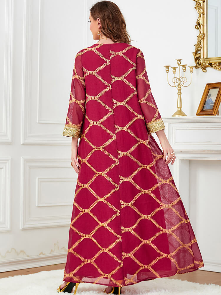 Women's Geometric Pattern Long-Sleeved Dress