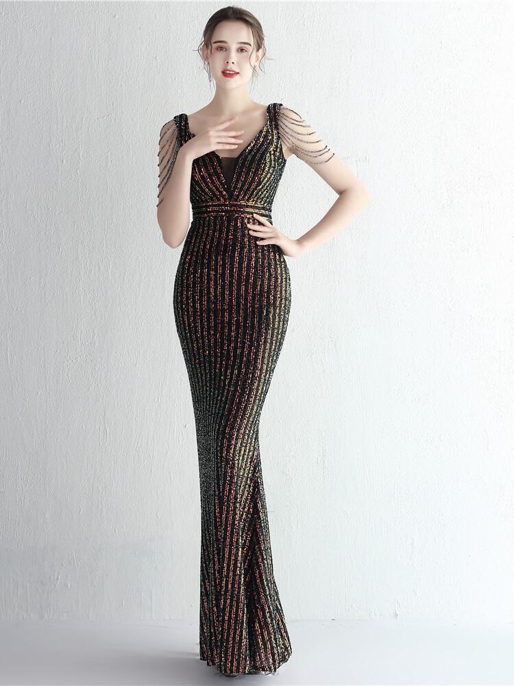 Women's V-Neck Fishtail Dress