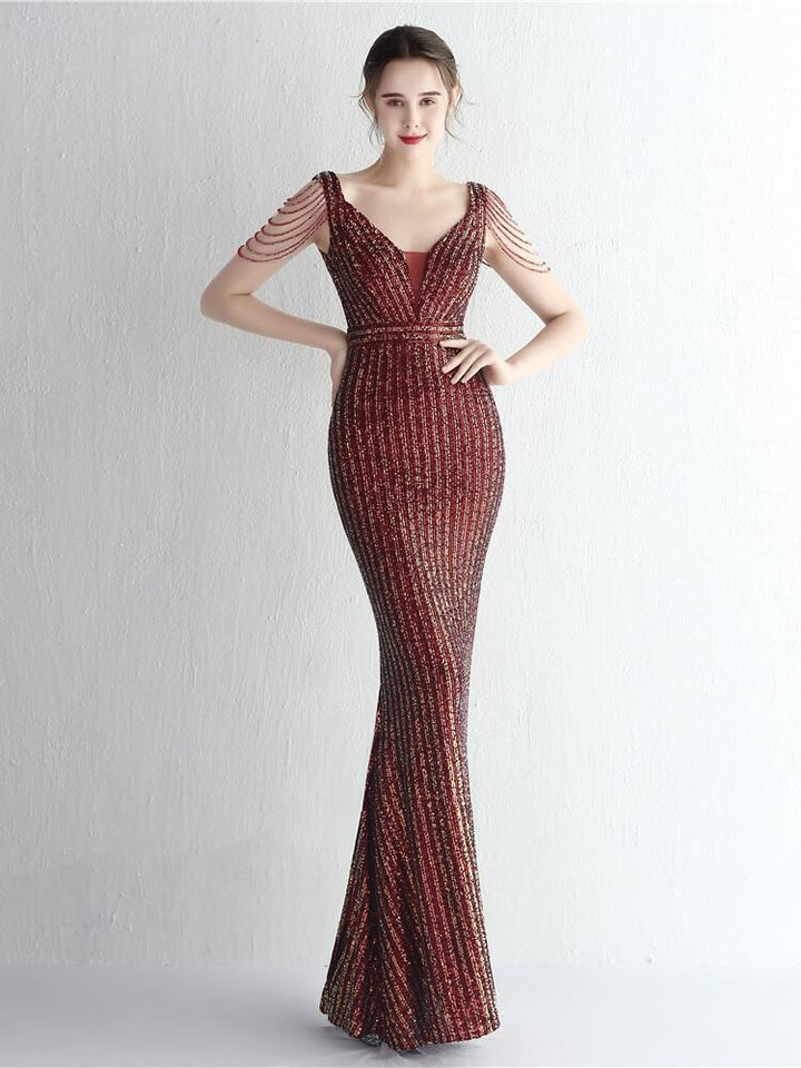 Women's V-Neck Fishtail Dress