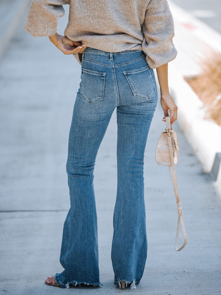 Women's Ripped Flared Jeans