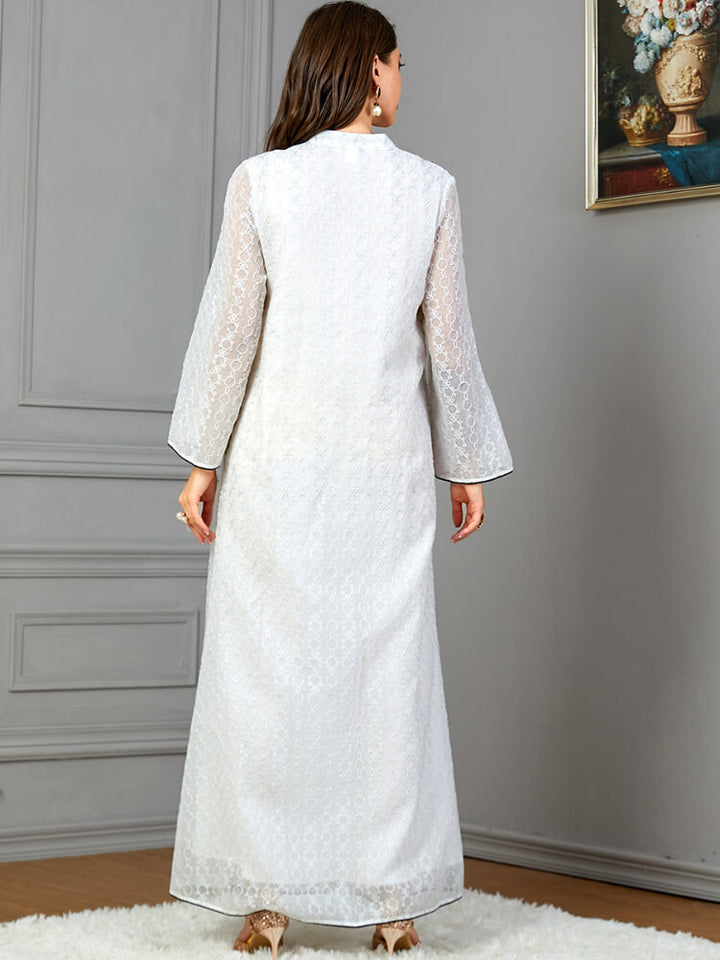Women's Long-Sleeved Beaded Applique Dress
